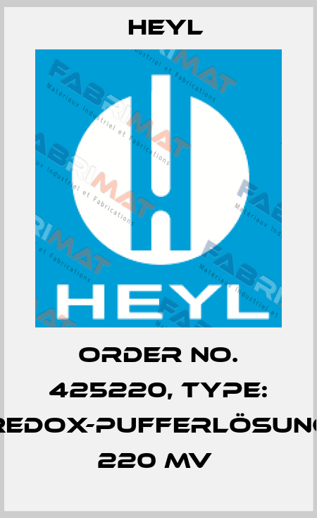 Order No. 425220, Type: Redox-Pufferlösung 220 mV  Heyl