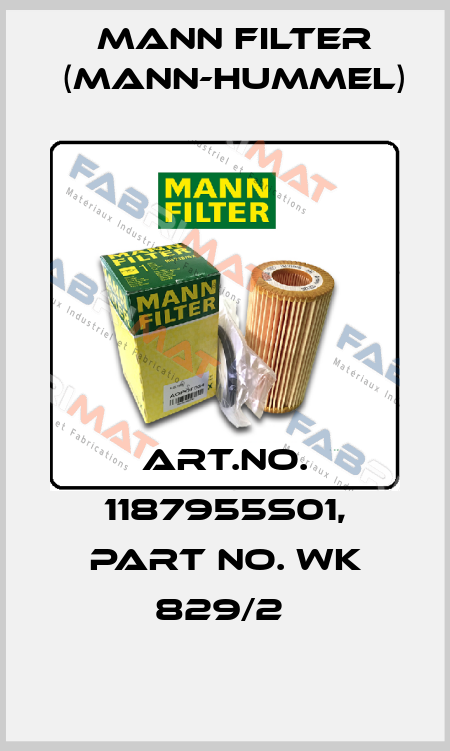 Art.No. 1187955S01, Part No. WK 829/2  Mann Filter (Mann-Hummel)