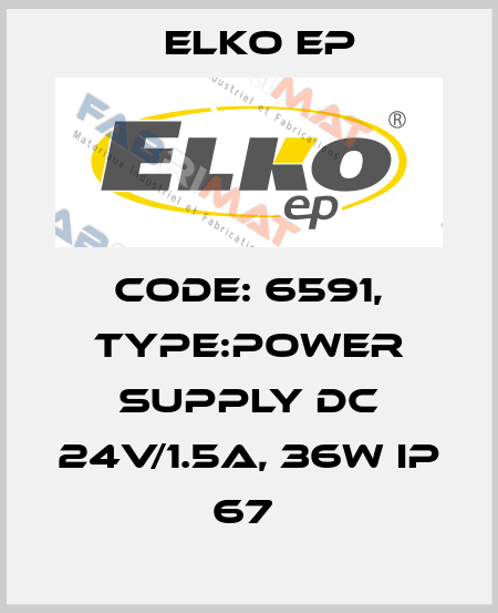 Code: 6591, Type:Power supply DC 24V/1.5A, 36W IP 67  Elko EP