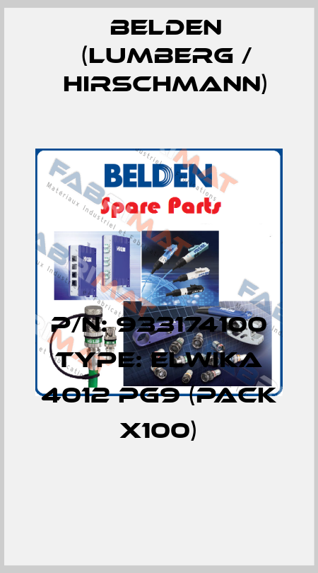 P/N: 933174100 Type: ELWIKA 4012 PG9 (pack x100) Belden (Lumberg / Hirschmann)