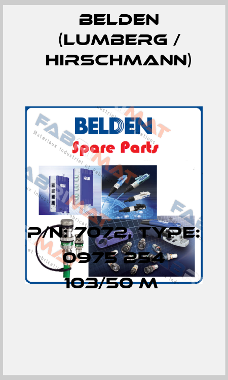 P/N: 7072, Type: 0975 254 103/50 M  Belden (Lumberg / Hirschmann)