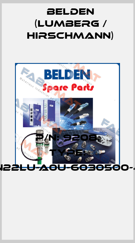 P/N: 9208, Type: GAN22LU-A0U-6030500-4UZ  Belden (Lumberg / Hirschmann)