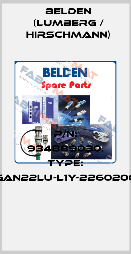 P/N: 934889030, Type: GAN22LU-L1Y-2260200  Belden (Lumberg / Hirschmann)