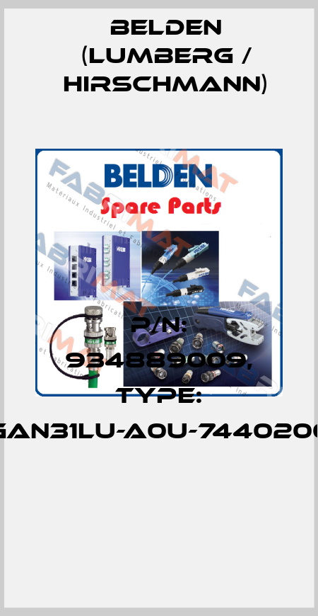 P/N: 934889009, Type: GAN31LU-A0U-7440200  Belden (Lumberg / Hirschmann)