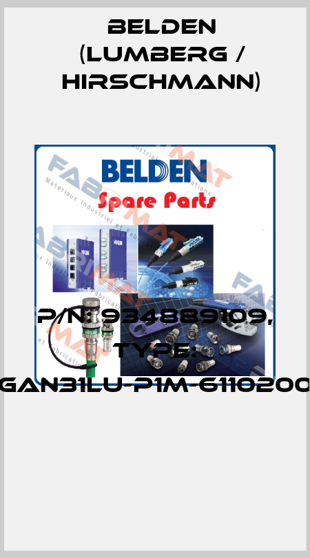 P/N: 934889109, Type: GAN31LU-P1M-6110200  Belden (Lumberg / Hirschmann)
