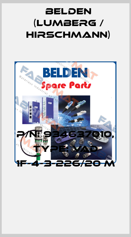 P/N: 934637010, Type: VAD 1F-4-3-226/20 M  Belden (Lumberg / Hirschmann)
