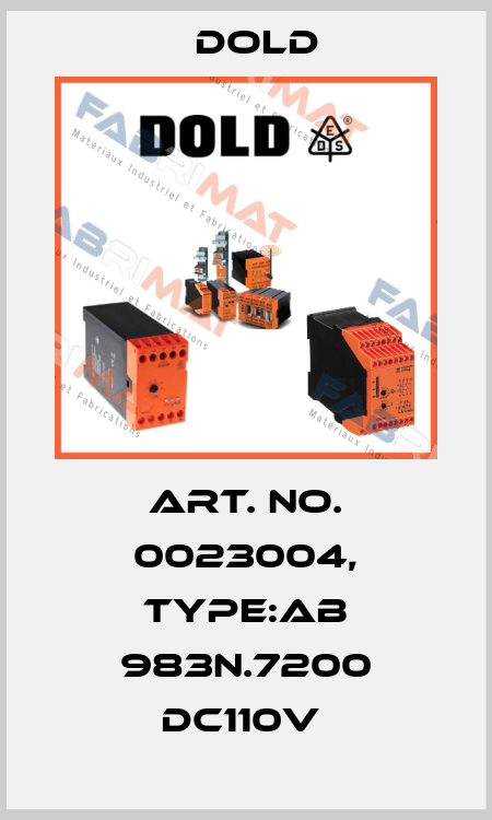 Art. No. 0023004, Type:AB 983N.7200 DC110V  Dold