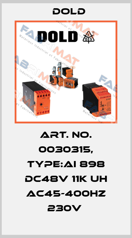 Art. No. 0030315, Type:AI 898 DC48V 11K UH AC45-400HZ 230V  Dold
