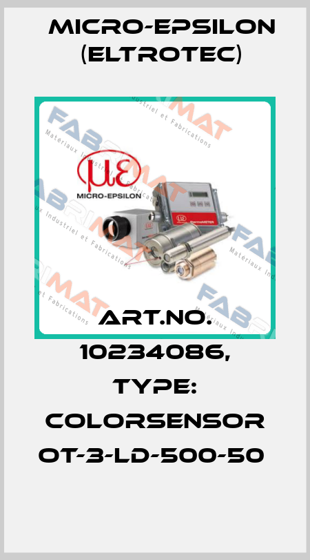 Art.No. 10234086, Type: colorSENSOR OT-3-LD-500-50  Micro-Epsilon (Eltrotec)