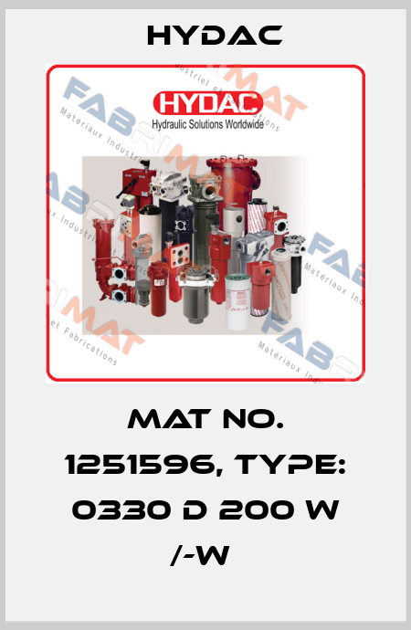 Mat No. 1251596, Type: 0330 D 200 W /-W  Hydac