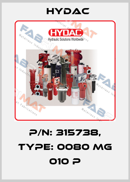 P/N: 315738, Type: 0080 MG 010 P Hydac