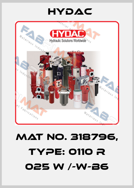 Mat No. 318796, Type: 0110 R 025 W /-W-B6 Hydac