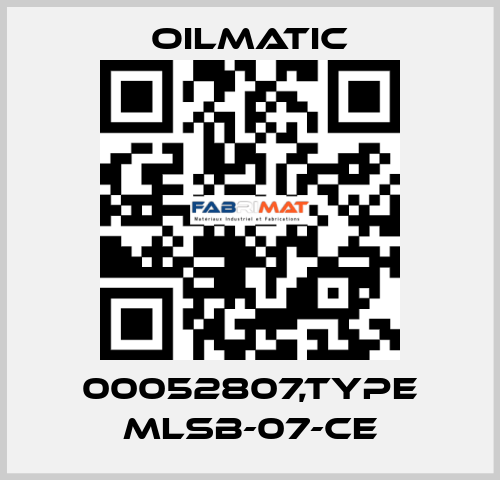 00052807,TYPE MLSB-07-CE OILMATIC