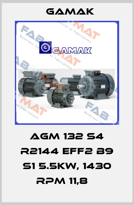 AGM 132 S4 R2144 EFF2 B9 S1 5.5KW, 1430 RPM 11,8А  Gamak