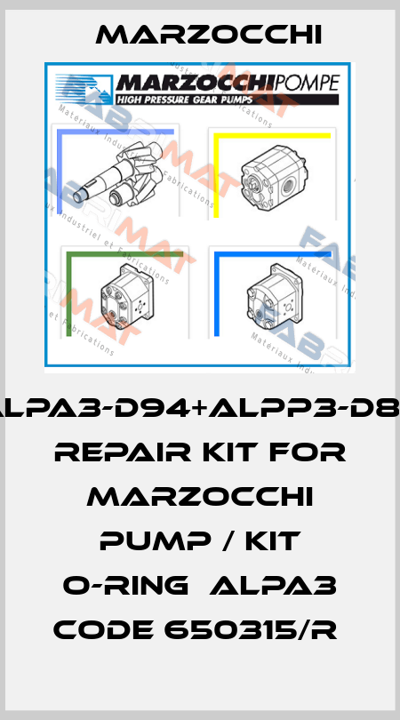 ALPA3-D94+ALPP3-D80 REPAIR KIT FOR MARZOCCHI PUMP / KIT O-RING  ALPA3 CODE 650315/R  Marzocchi