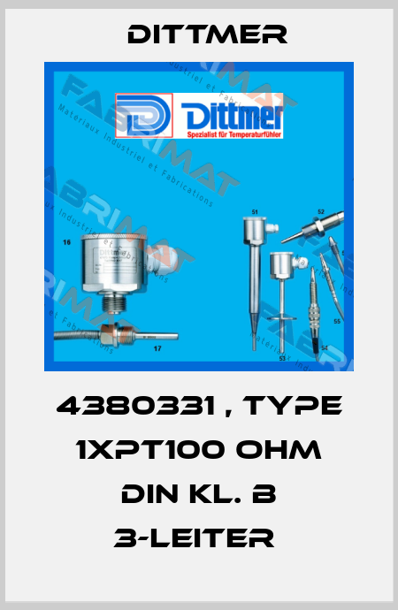 4380331 , type 1xPT100 Ohm DIN Kl. B 3-Leiter  Dittmer