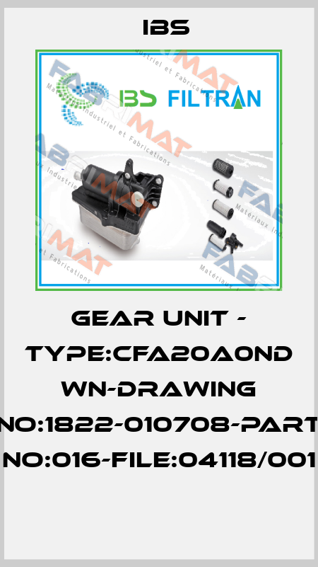 GEAR UNIT - TYPE:CFA20A0ND WN-DRAWING NO:1822-010708-PART NO:016-FILE:04118/001  Ibs