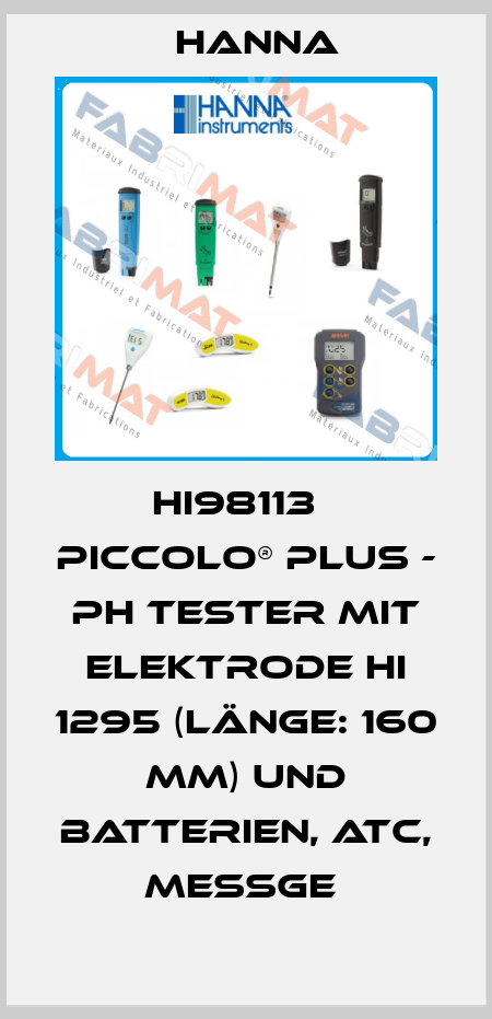HI98113   PICCOLO® PLUS - PH TESTER MIT ELEKTRODE HI 1295 (LÄNGE: 160 MM) UND BATTERIEN, ATC, MESSGE  Hanna
