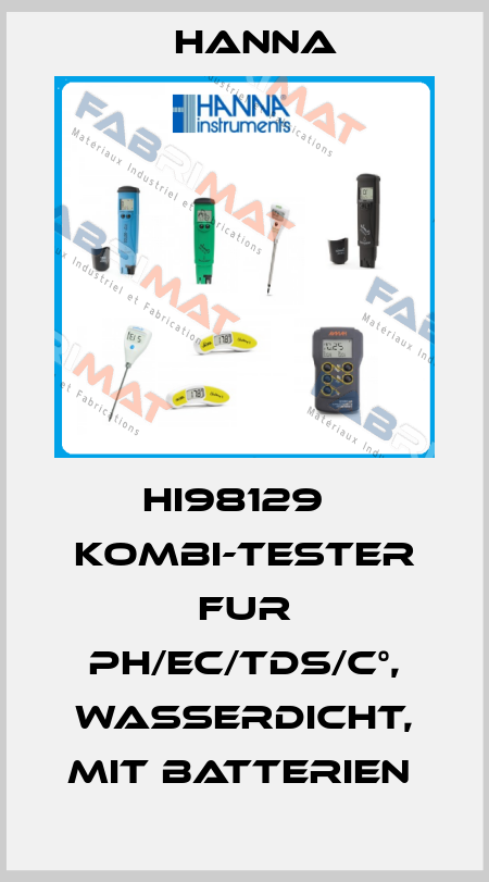 HI98129   KOMBI-TESTER FUR PH/EC/TDS/C°, WASSERDICHT, MIT BATTERIEN  Hanna