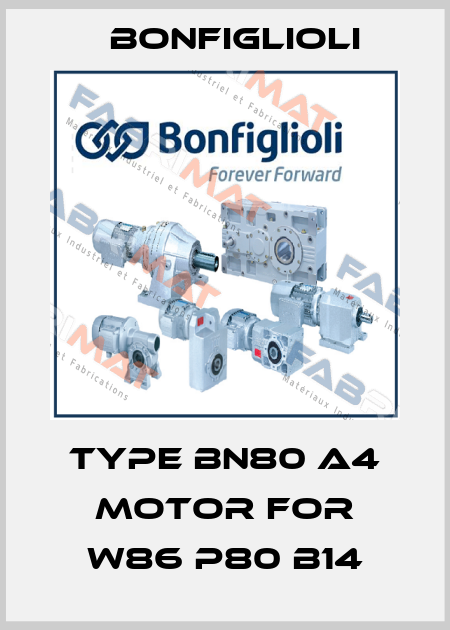 Type BN80 A4 Motor for W86 P80 B14 Bonfiglioli