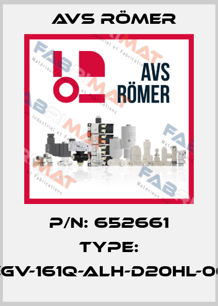 P/N: 652661 Type: EGV-161Q-ALH-D20HL-00 Avs Römer