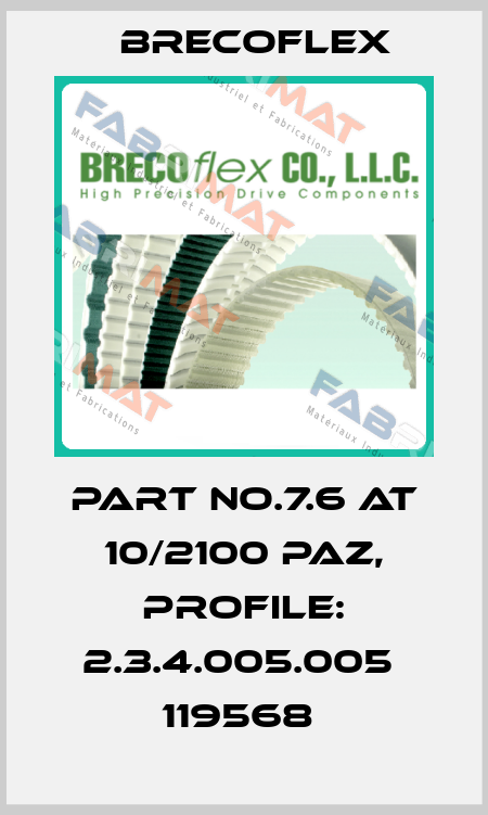 PART NO.7.6 AT 10/2100 PAZ, PROFILE: 2.3.4.005.005  119568  Brecoflex