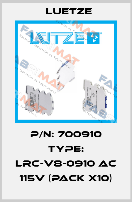 P/N: 700910 Type: LRC-V8-0910 AC 115V (pack x10) Luetze