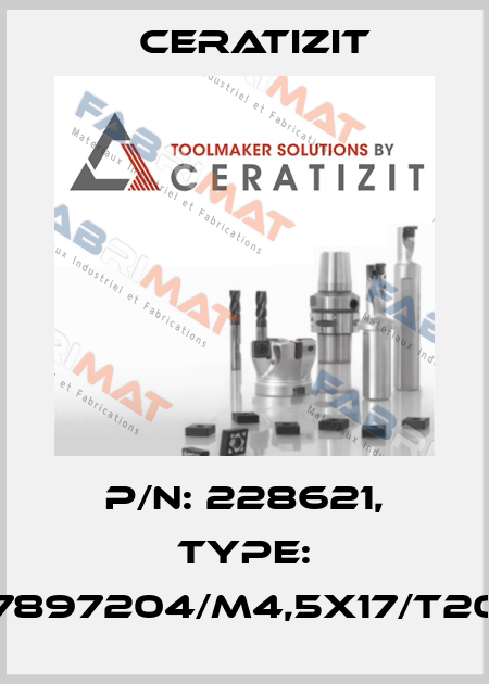 P/N: 228621, Type: 7897204/M4,5X17/T20 Ceratizit