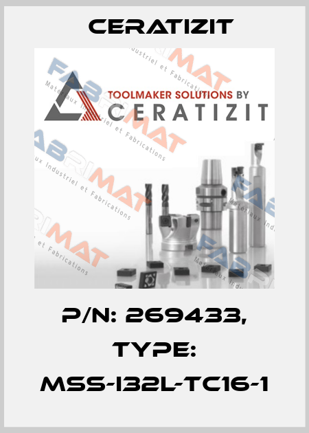 P/N: 269433, Type: MSS-I32L-TC16-1 Ceratizit