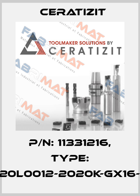 P/N: 11331216, Type: E20L0012-2020K-GX16-2 Ceratizit
