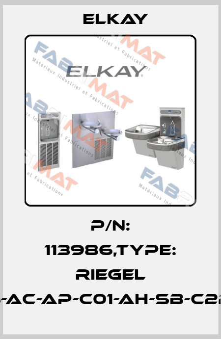 P/N: 113986,Type: RIEGEL CES-AC-AP-C01-AH-SB-C2296 Elkay