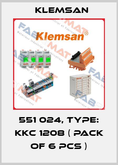 551 024, Type: KKC 1208 ( Pack of 6 pcs ) Klemsan