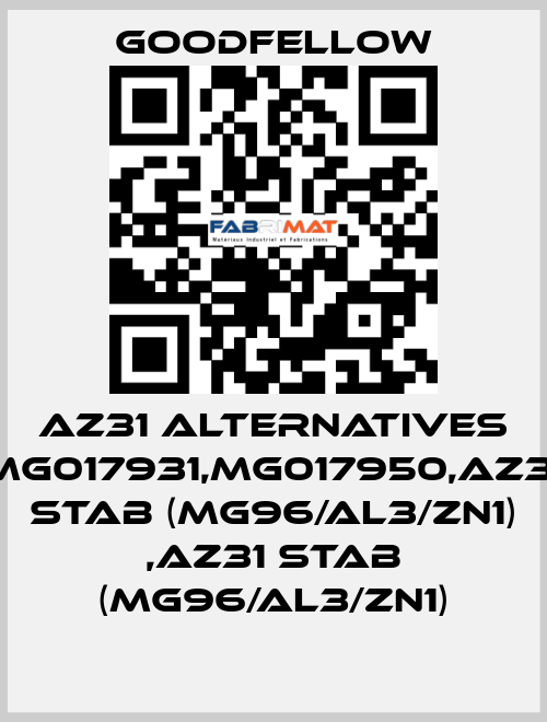 AZ31 alternatives MG017931,MG017950,AZ31 Stab (Mg96/Al3/Zn1) ,AZ31 Stab (Mg96/Al3/Zn1) Goodfellow