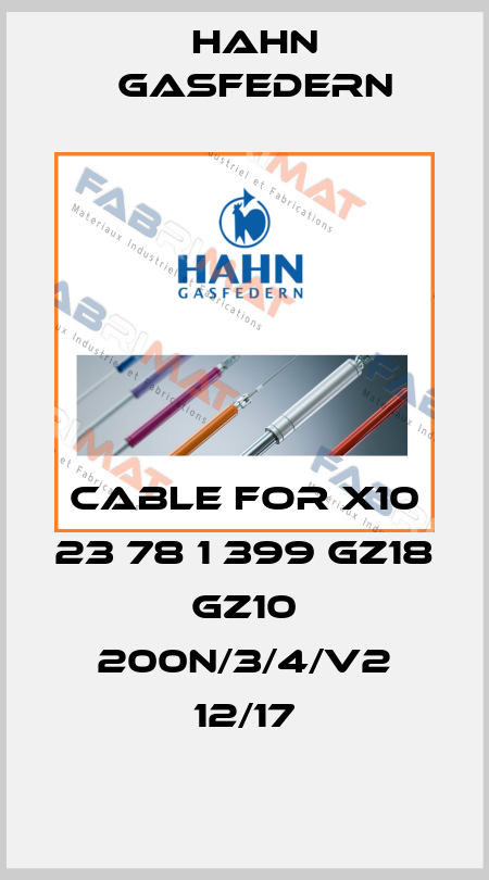 Cable for X10 23 78 1 399 GZ18 GZ10 200N/3/4/V2 12/17 Hahn Gasfedern