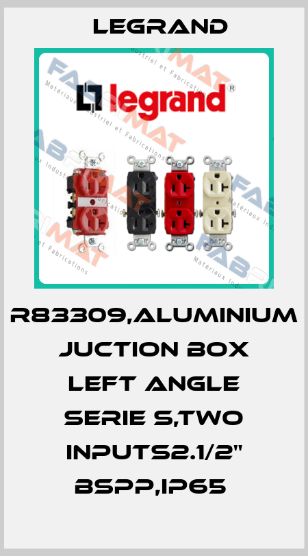 R83309,ALUMINIUM JUCTION BOX LEFT ANGLE SERIE S,TWO INPUTS2.1/2" BSPP,IP65  Legrand