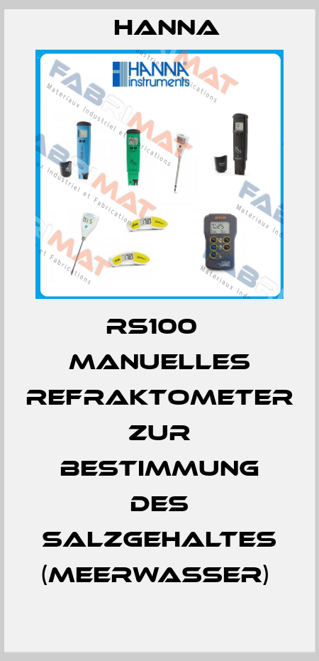 RS100   MANUELLES REFRAKTOMETER ZUR BESTIMMUNG DES SALZGEHALTES (MEERWASSER)  Hanna