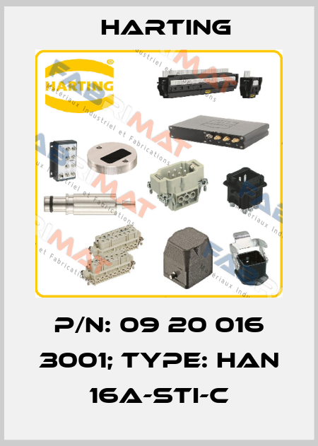 p/n: 09 20 016 3001; Type: Han 16A-STI-C Harting