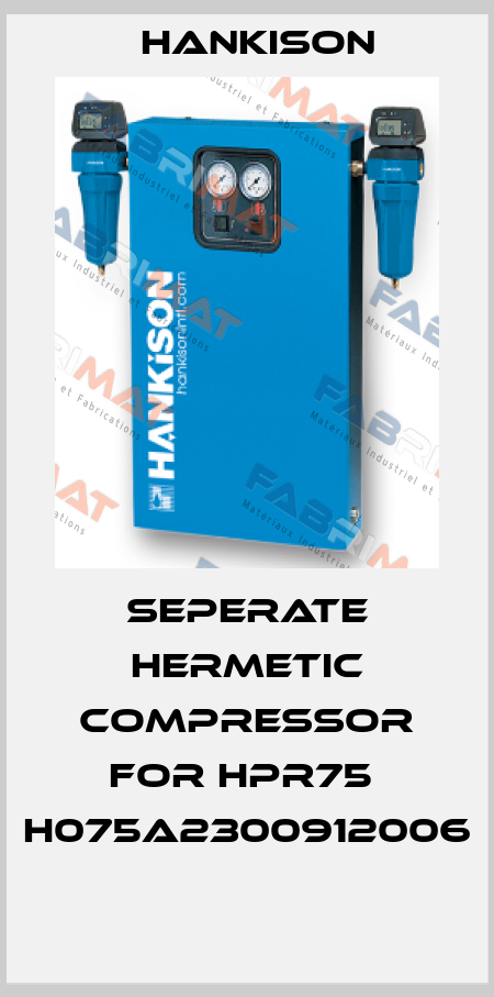 SEPERATE HERMETIC COMPRESSOR for HPR75  H075A2300912006  Hankison