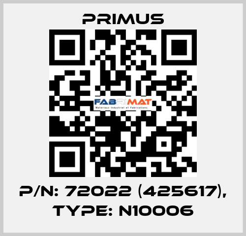 p/n: 72022 (425617), type: N10006 Primus