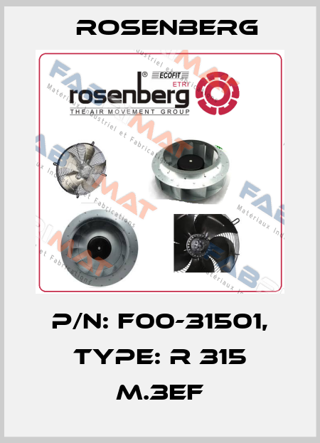 P/N: F00-31501, Type: R 315 M.3EF Rosenberg
