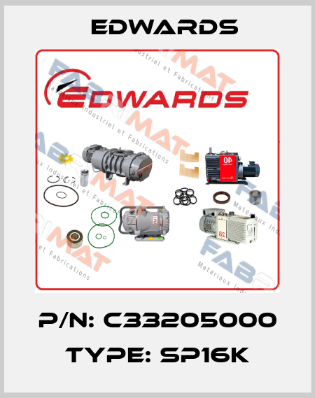 P/N: C33205000 Type: SP16K Edwards