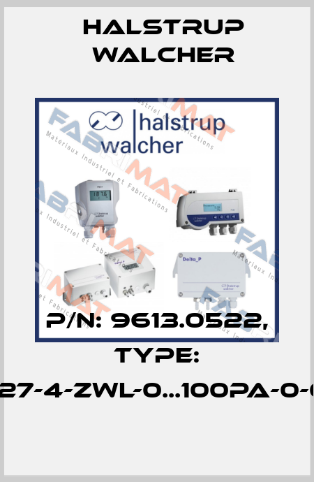 P/N: 9613.0522, Type: PS27-4-ZWL-0...100Pa-0-0-0 Halstrup Walcher