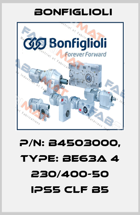 P/N: B4503000, Type: BE63A 4 230/400-50 IPS5 CLF B5 Bonfiglioli
