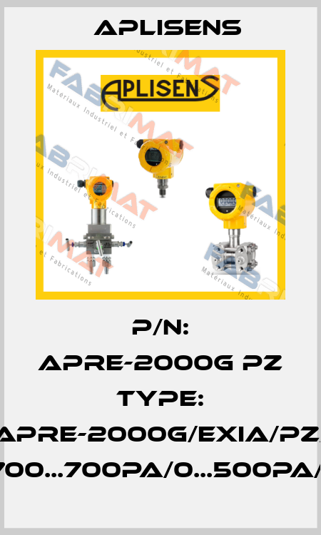 p/n: APRE-2000G PZ type: APRE-2000G/Exia/PZ/ -700...700Pa/0...500Pa/C Aplisens