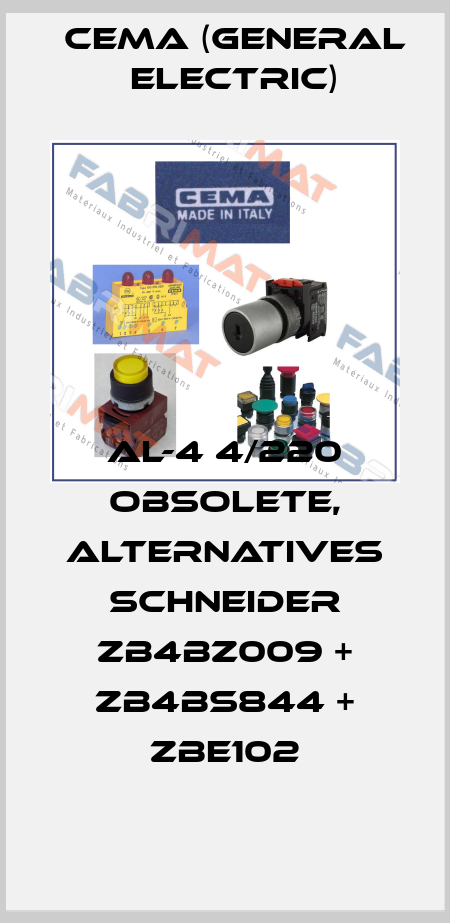 Al-4 4/220 obsolete, alternatives Schneider ZB4BZ009 + ZB4BS844 + ZBE102 Cema (General Electric)
