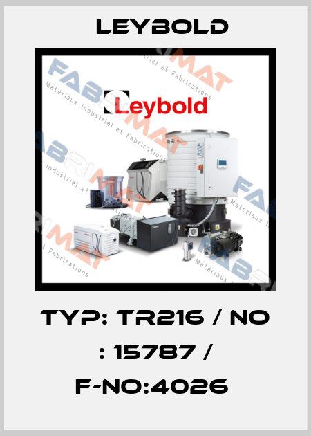 TYP: TR216 / NO : 15787 / F-NO:4026  Leybold