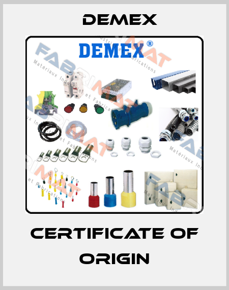 Certificate of origin Demex