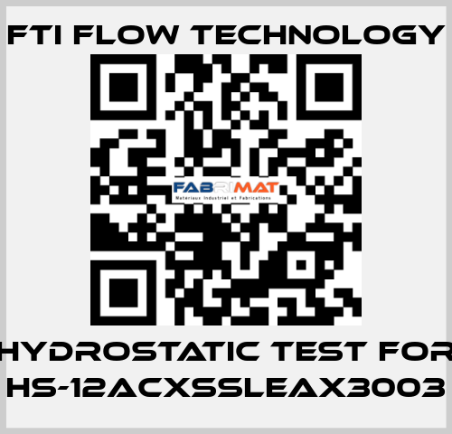 HYDROSTATIC TEST for HS-12ACXSSLEAX3003 Fti Flow Technology
