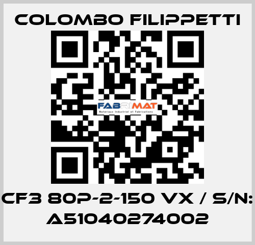 CF3 80P-2-150 VX / S/N: A51040274002 Colombo Filippetti