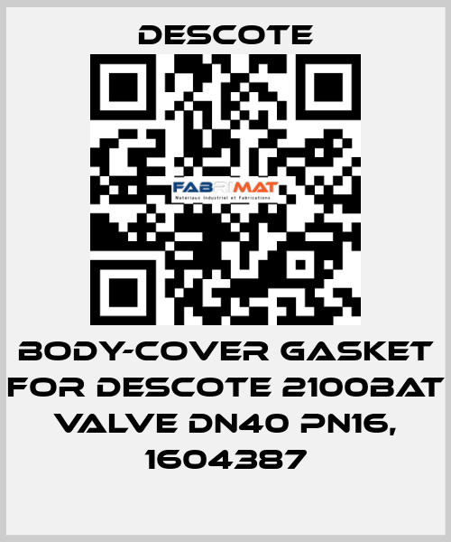 Body-cover gasket for Descote 2100BAT valve DN40 PN16, 1604387 Descote